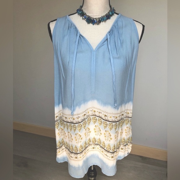 ☁️💙NEW Sonoma Sky Blue Boho Sleeveless Top Large - Picture 4 of 7